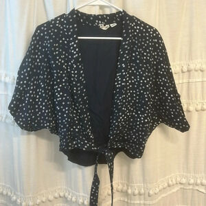 Roxy Vacation Vibe Kimono/Cover Up navy blue white polka dot size M